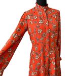 Loft  0 xs burnt orange terracotta paisley boho print mock neck button LS dress Photo 1