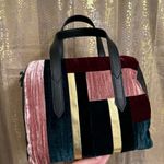 Fossil Sydney Satchel Velvet Patchwork Green Red Pink & Wallet NWT Photo 2