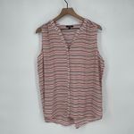 NYDJ Womens Size L Sleeveless V Neck Chevron Stripe Blouse Top Pink Orange Brown Photo 1