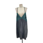 ZARA  Dress Faux Leather Crochet Embroidered Slip Mini‎ Black Green Size Large Photo 1
