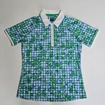 Pro Tour Short Sleeve Gingham Floral Golf Polo Size Small Green Photo 5