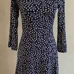 Boden Dress Navy Blue Gray Birds Bell Sleeve Stretch star novelty print size 10 Photo 0