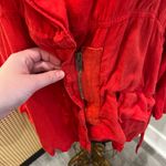 ZARA Basic Orange Red Half Zip Fall Linen Military Style Jacket Women’s XL FLAW Photo 1
