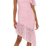 Majorelle  White Lace  Midi Dress Small One Shoulder Asymmetric Ruffle Bridal Photo 0