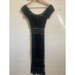 Vintage 90s Y2K HUGO BUSCATI Crochet Dress DARK COTTAGECORE Sheer Knit Fits Sz 0 Black Photo 2