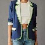 Maeve Anthropologie Colorblock Blazer Blue Green White Size S Photo 0