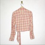 Free People NWT Shirt We The Free Plaid Wrap Women's Small Pink Long Sleeve Photo 4