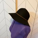 Phenix Women’s Black Brown Wool Leather Trim Wide Brim Hat Floppy Vintage Fall Photo 4