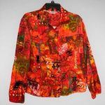Chico's Chico’s Orange Multicolor Corduroy Button Down Long Sleeve Shirt Jacket Medium Photo 0
