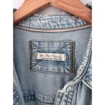 We The Free  Denim Pearl Snap Button Down Short Sleeve Shirt Boho Casual Photo 3