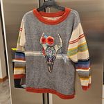 Free People ππ Desert Rose Sweater Embroidered Longhorn Colorblock Knit Medium Photo 6