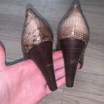 B Makowsky  Misty brown snake skin leather heels Photo 4