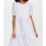 English Factory 💕💕 Tiered Gingham Seersucker Maxi Dress ~ Lavender Medium M NWT Photo 4