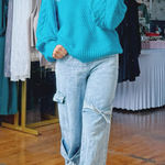 GRACE LILLY BOUTIQUE Melody Chenille Sweater Blue Size M Photo 0