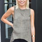 Bishop and Young  Paulina Faux Suede Olive Tank Top Photo 3