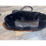 Juicy Couture  Black Faux Fur Satchel Handbag Gold Logo Detachable Strap Fluffy Photo 8