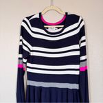 Eliza J  Blue White Pink Striped Sweater Dress Womens L Mini Long Sleeve Fall Photo 7