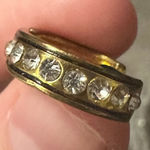 Vintage‎ Gold Toned Faux Diamond Huggie Hoop Small Earrings Black Trim Photo 0