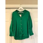 ZARA  green satin NWT button up blouse xs Photo 7