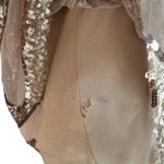 Bebe  One Shoulder Rose Gold Sequined Overlay Dress Photo 14