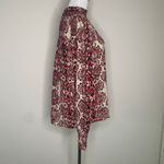 ASHER Burgundy Black Snake Print Blouse High Neck Sz Small Red Photo 3