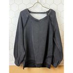 POL  Back Cross Strap Oversized Balloon Sleeve Sweatshirt in Black - Size - Small Photo 5