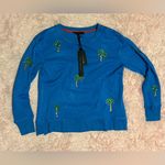 Jane and Delancey NWT Oversized Blue  Light Palm Tree Long Sleeve Shirt Sweater Photo 0
