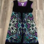 Studio I Black and Purple Patterned Dress Size 10 Photo 0