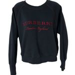Burberry  London Sweatshirt Navy Blue Red Embroidered Pullover Womens Size Medium Photo 9