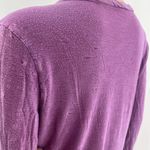 Sonoma (M) Purple Floral Embroidered Roll-Tab Sleeve Henley Tee Shirt Photo 6