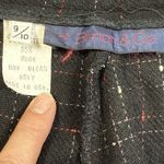 Vtg 80's Tweed Trousers Size 9/10 Speckled Plaid Pleated High Waist Wool Black Photo 4