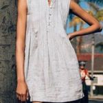 Faherty Womens Dress Size XXL Isha 100% Linen Blue/White Stripe Pintucks Pockets White Photo 2