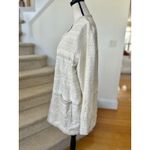 Talbots Cream White Silver Metallic Boucle Tweed Open Long Line Blazer Photo 4