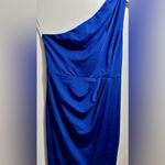 Zalalus  One Shoulder Satin Dress. Blue Flowy (151) Photo 1