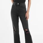 EXPRESS High Waisted Black Ripped 90s Bootcut Jeans Photo 1