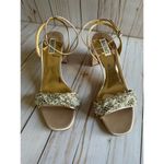 Badgley Mischka  Ivanna Platino Metallic Suede Black Heel Gem Sandals Size 10 Photo 1
