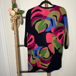 Chico's  Abstract Floral Print Duster Cardigan Navy Blue Pink Green Size Small Photo 4
