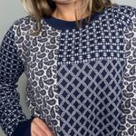 Joie  Blue Paisley Floral Print Wool Cashmere Blend Crewneck Sweater Photo 8