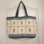 Sézane New Sezane Baziszt Floral Canvas Tote Bag Blue and Cream Photo 4