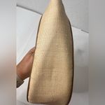 White House | Black Market  Tan‎ Handbag Basket Bag Crescent Basket Flower Appliqué Photo 15