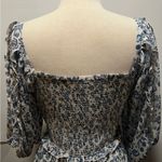 Super Natural by Secret Mission Smocked Greenport Dress Denim Blue Floral Print White Size M Photo 5