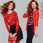 CAbi Sweater Womens Medium Red Sakura Camo Pullover Crewneck Style 3158 Knit Photo 5