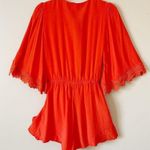 Lovers + Friends | Orange Lace Trim Romper Sz S Photo 5