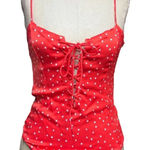 ZARA  Satin Effect Lace Up Star Bodysuit Red White Size‎ Medium Photo 0