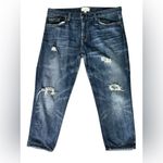 Current/Elliott Women's Blue Distressed Straight Jeans Photo 1