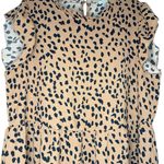 None Women’s Casual Leopard Print Cap Sleeve Ruffle Neck Loose Babydoll Shirt Photo 4