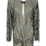 Sophie Chang Sheer Cardigan Large Embroidered Lace Boho Festival Black Photo 0