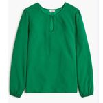 J.Crew Keyhole Long Sleeve Blouse Green Size XXS Petite NEW Photo 0