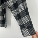 Loft  Plaid Pleated Ruffle Neck Blouse Black White Long Sleeve Size XL Photo 5