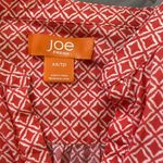 Joe Fresh Women’s XS Geo Print Long Sleeve Halfway Button Tunic Top Orange White Photo 2